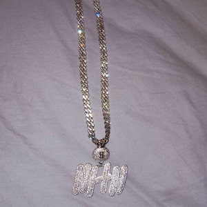 VVS Diamond Big Single Letter Pendant With Baguette Cuban Chain,iced ...