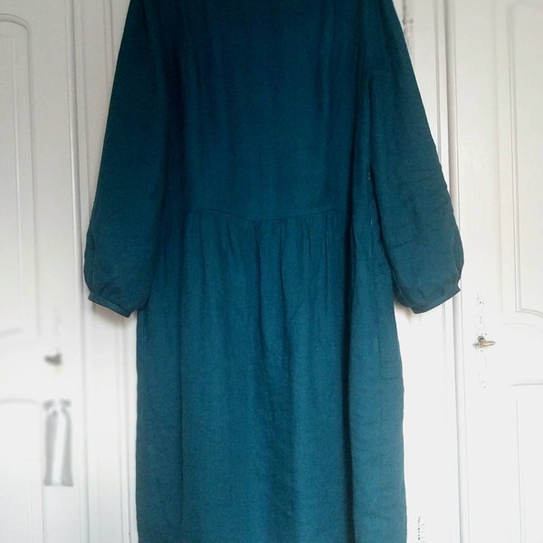 LU.EL DRESS LINEN A LINE WITH CONTRAST STRIPE SAILOR COLLAR & HI LO HEM SL82405 BLACK