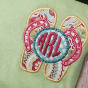 Flip Flops Monogram Machine Embroidery Applique Design 4 Sizes - Etsy