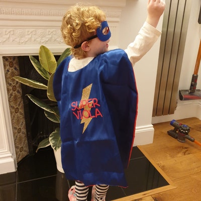 Mantello Supereroe Per Bambini Doppia Faccia + Maschera | Costume Carnevale Book Week