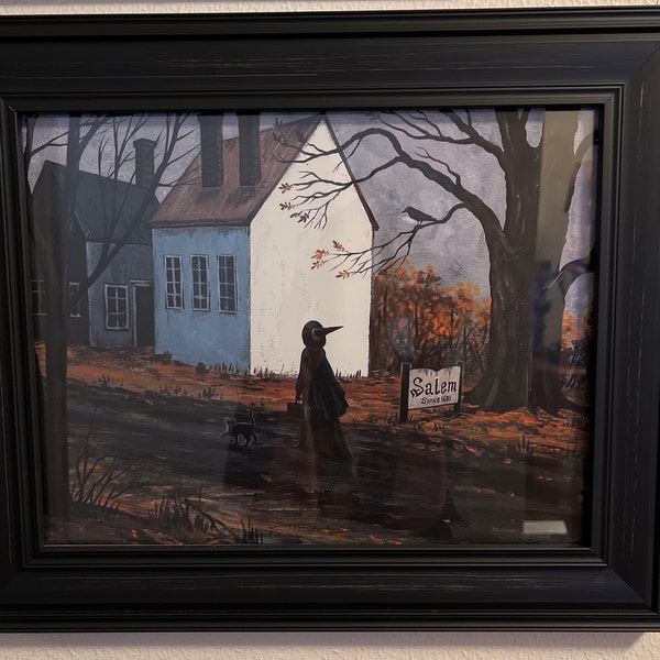 11x14 PRINT OF PAINTING RYTA HALLOWEEN SALEM WITCH SIGN BLACK CAT Folk