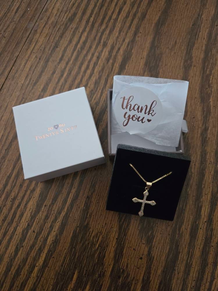 Gold Cross Necklace, Personalized Initial, Hand Stamp Disc, Religious Pendant, Gold Filled Cross Necklace, Birthday Gift, Christmas Gift