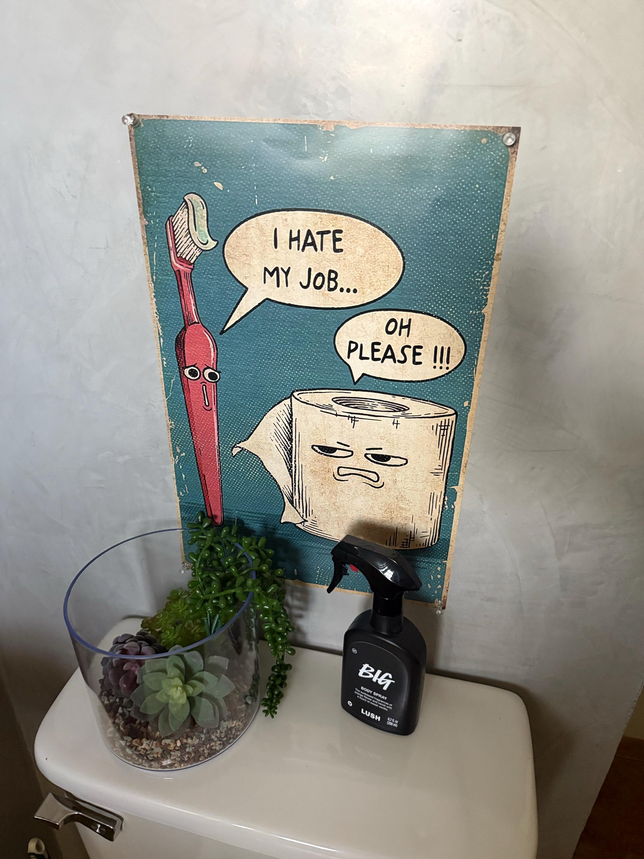 I Hate My Jobs Poster, Bathroom Decor, Funny Toothbrush vs Toilet Paper Poster, Funny Wall Hanging, Bathroom Wall Art, Bathroom Print