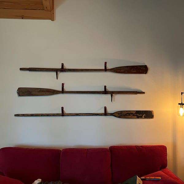 Leather Hanging Oar Wall Decor Horizontal Boat Paddle Display Strap ...