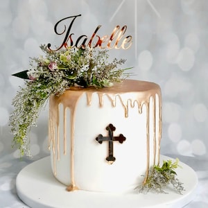 AHANDMAKER 10 Ciondoli Croce In Acrilico A Specchio Oro, 9,9 Cm, Per Decorazione Torte Battesimo Comunione Feste Religiose