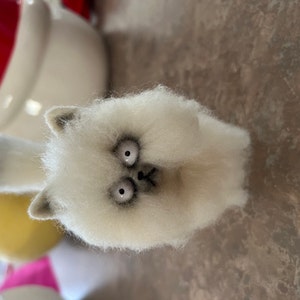 Frankenweenie Cat Mr. Whiskers. Needle Felted Cat. White Cat