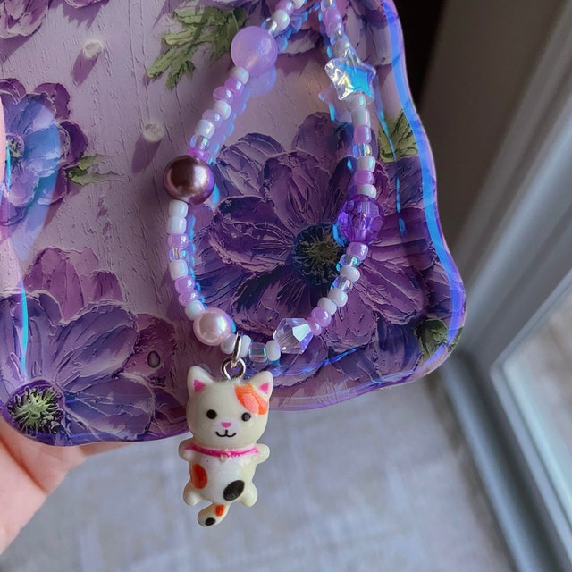 Cat Phone Charm | Phone Charm Strap | Cute Beaded Phone