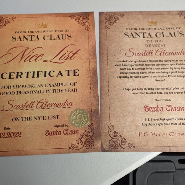 Instant Download Editable Santa Letter and Nice List Certificate ...