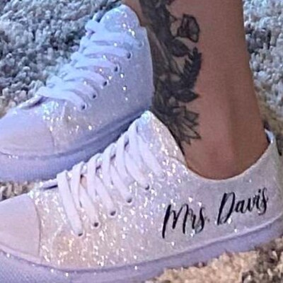 White Glitter Bride Sneakers for Wedding or Special Occasion Etsy