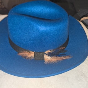 Royal Blue Fedora With Feathers - Etsy display picture 3