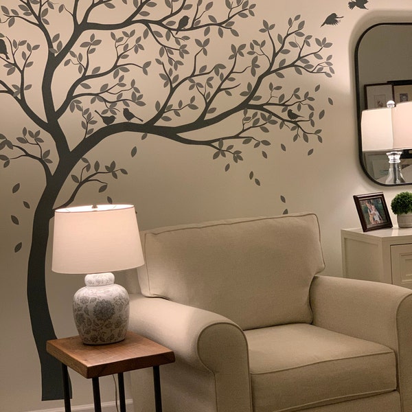 Wall Decal Large Tree Decals Huge Tree Decal Nursery With Birds Tree ...