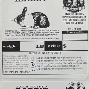 rabbitページ Custom Rabbit Freezer Label, Farm Raised Poultry Processing