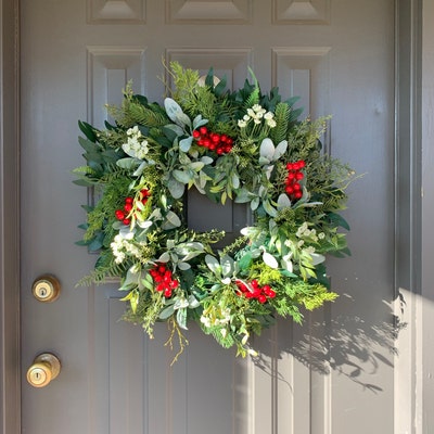 Woodland Lamb's Ear Wreath Christmas Wreath Winter - Etsy