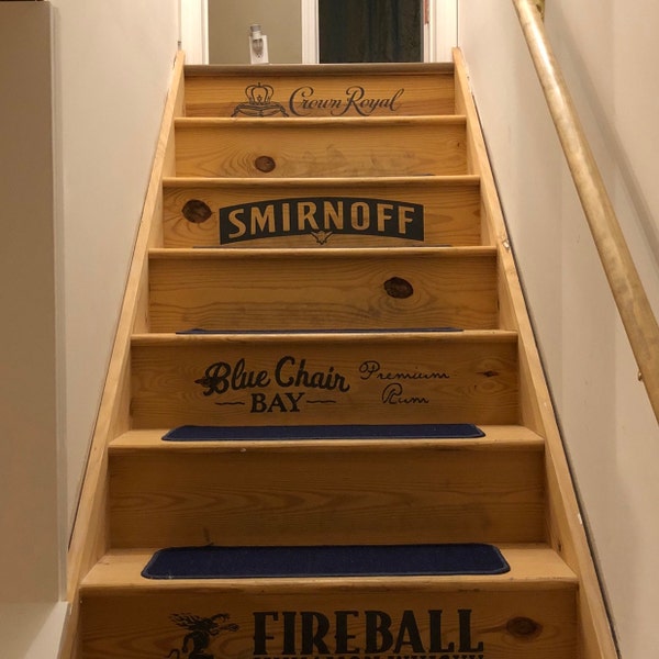 Stair Decals, Liquor Stair Risers, Bar Wall Border, Bar Stickers ...