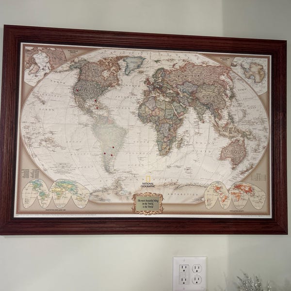 Signature World Push Pin Map | Personalized Canvas Travel Map With Pins ...