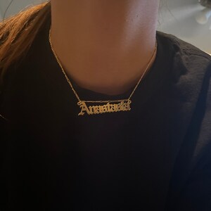 Name Necklace Old English Necklace Gold 