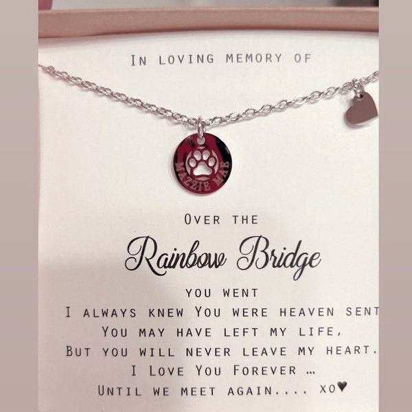 Rainbow Bridge Dog Necklace Loss of Dog Cat Memorial Jewelry Cat Dog ...