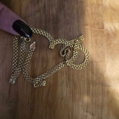 Sailor Lock Snake Necklace 14k Gold Big Clasp Herringbone - Etsy