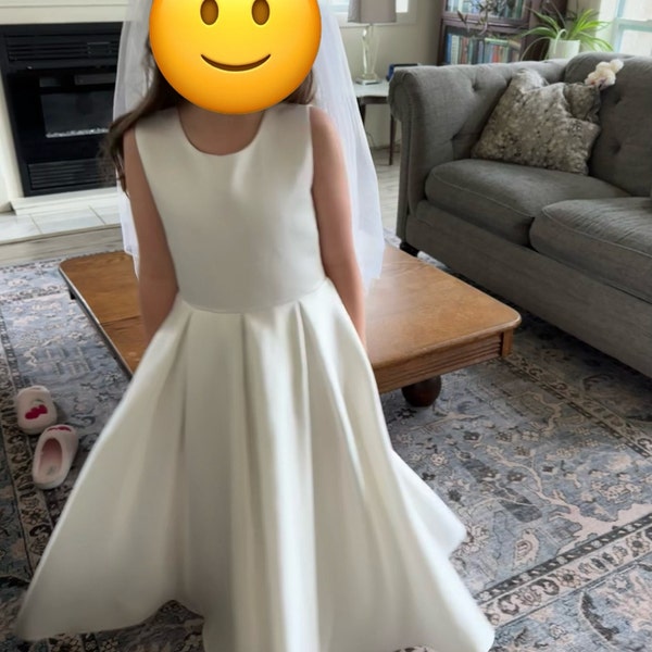 A-line Lace Satin Floor-length First Communion Flower Girl Dress
