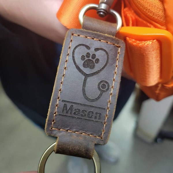 Key Chain Veterinary Veterinarian Custom Gift, Custom Leather Keychain for Vet, New Vet ...