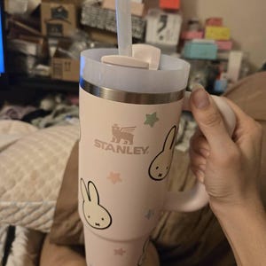 Miffy Stanley 40oz Quencher Cream Tumbler Cup, Kawaii Bunny