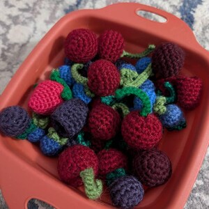 Crochet Berries Pattern: Cherry, Raspberry, Blueberry, Blackberry