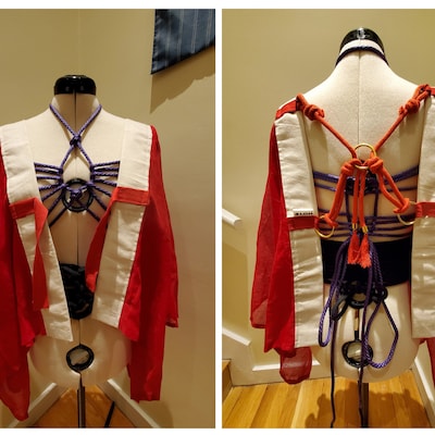 Asian Inspired Shibari Harness Robe Jacket Backless Kimono Chinese ...
