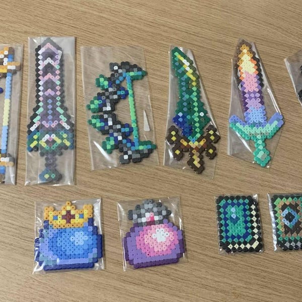 Terraria Magnet Accessory Terraria Swords Perler Beads Art, Handmade Pixel Art, Magnet, Accessory ...