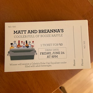 Cooler of Booze Raffle Tickets - Cooler Raffle - Bucket of Booze Raffle ...
