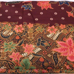 Javanese Batik Cap, Indonesian Floral Block Stamped Fabric, Boho Sarong ...