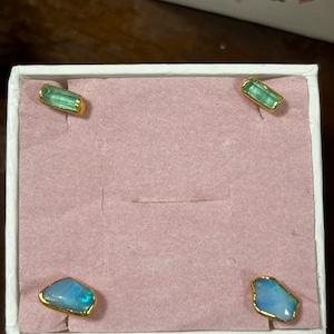 Customer photo from Akane, Dainty Raw Australian Opal Stud Earrings