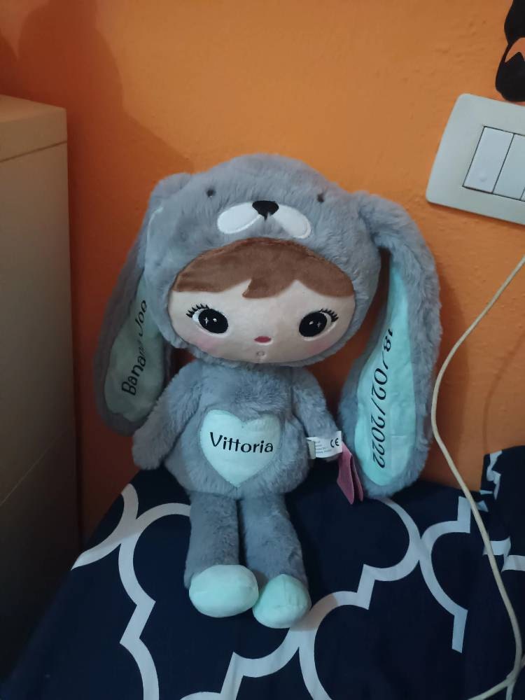Personalisierbares XXL Kuscheltier Hase Metoo - 48 cm - mit Namen - Geschenk zur Geburt, Geburtstag und Taufe