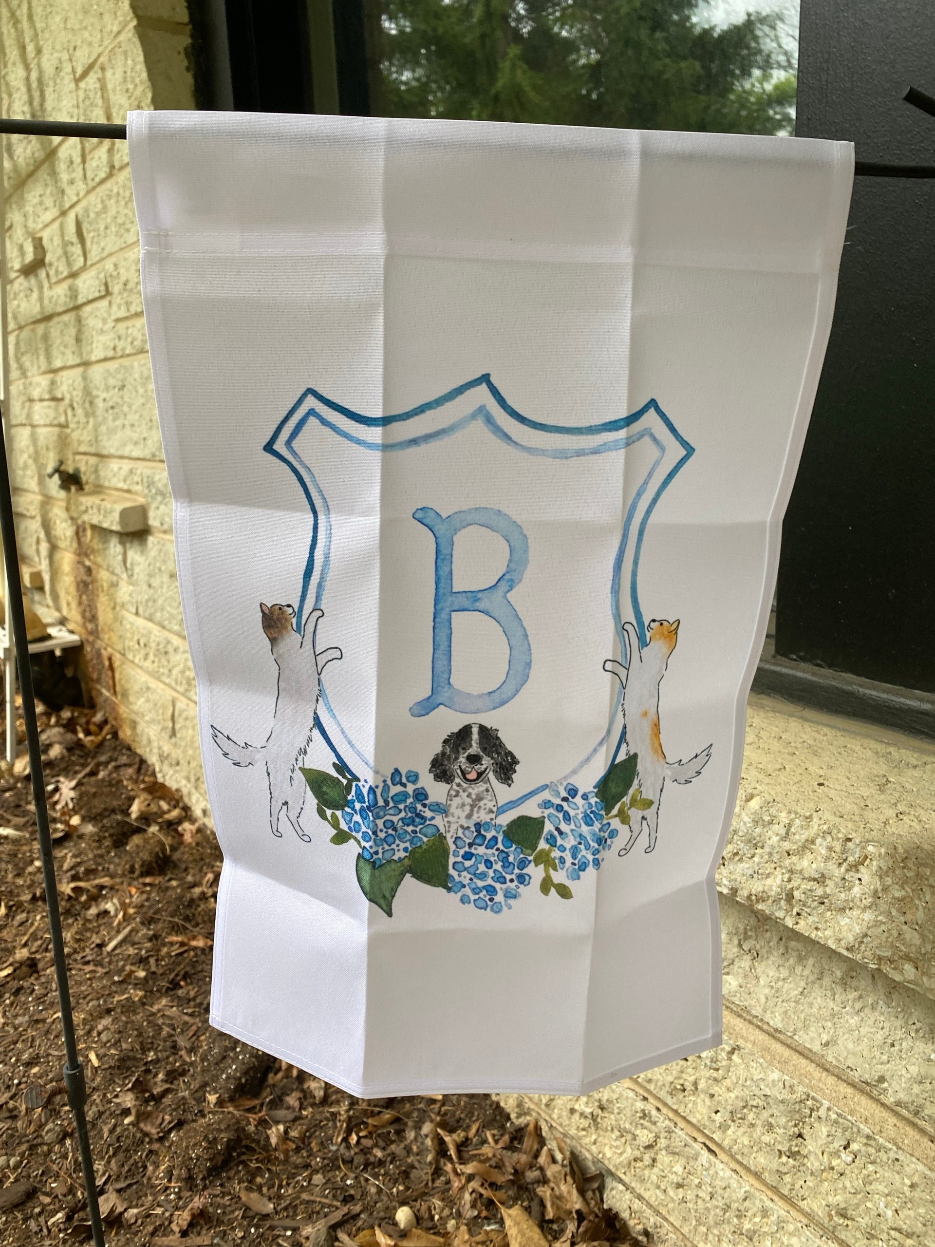 The Katherine Crest Mix and Match Pet Garden Flag | Personalized Pet Yard Flag, Goldendoodle, Golden Retriever, Lab, GSP, Spaniel, Cat