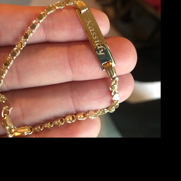 14k White Gold Childrens Heart Link ID Bracelet main image 1