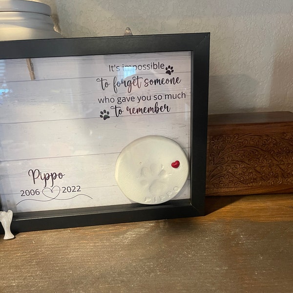 Pet Memorial Shadowbox for Pawprint, Dog Memorial , Cat Memorial, Loss ...