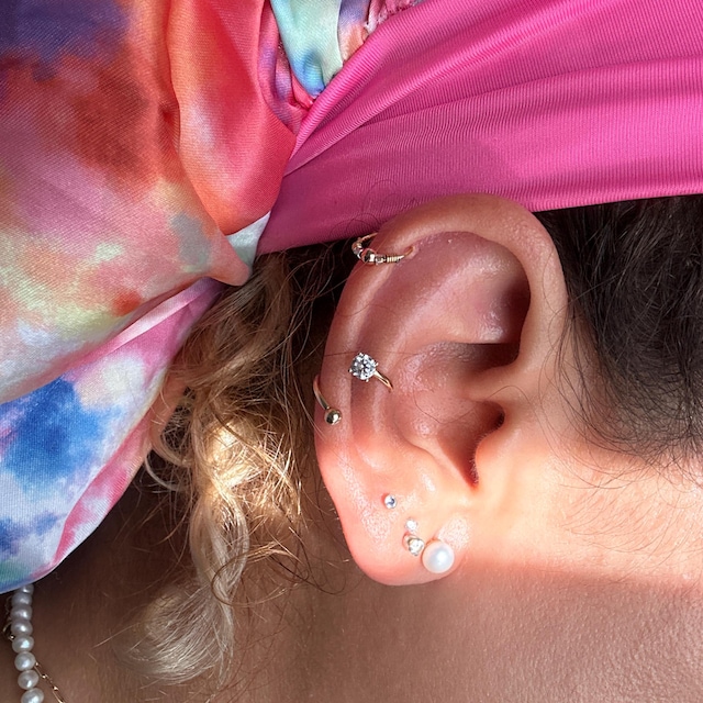 ピアス STONEHENgE Connection 14K Piercing Shiny 14K 16G Twisted Spiral Helix Earring/s-shape Conch Earring