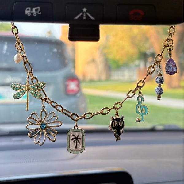 Car Charms, Engravable Rear View Mirror Chain, Make Your Own Ornament ...