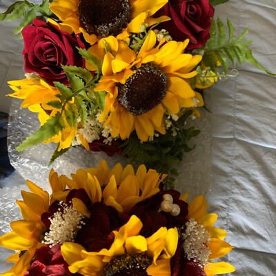 Burgundy Sunflower Bouquet, Bridesmaid Bouquet, Sunflower Bridesmaid ...