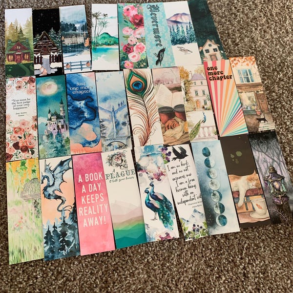 Big Bookmark Bundle, Set of Bookmarks, 25 Surprise Handmade Paper ...