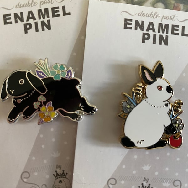Black Lop Bunny Pin, Enamel Pin, Rabbit Pin, Bunny Pin, White Rabbit ...
