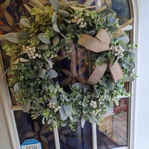 Year Round Lambs Ear Wreath, Modern Farmhouse Eucalyptus Wreath ...
