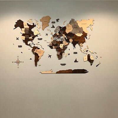 Wooden World Map Enjoy the Wood World Map Wall Art Home - Etsy