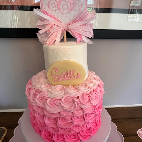 Birthday Monogram Cake Topper, Gingham Swiss Dot Number Cake Topper ...