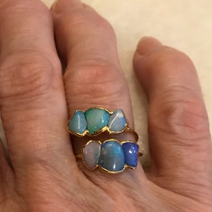 Customer photo from Rousselet, Three Stone Raw Australian Opal Ring