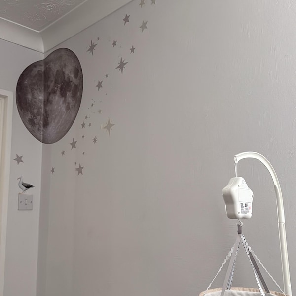 Moon and Stars Wall Decal Sticker - Moon Wall Stickers - Peel and Stick ...