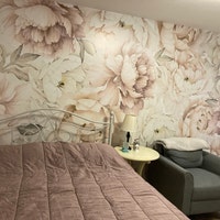 Pastel Peony Wallpaper Peel and Stick | Watercolor Soft Floral Wall ...