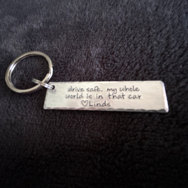 Drive Safe Keychain With 26 Letters For Personalization - 'I Need You Here With Me' Gold Gift For Drivers 3 thumbnail image