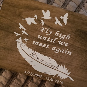 6/" Fly high until we meet again RIP Memory Feather Birds Vinyl Decal Sticker