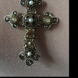 Vintage Cross Pendant Necklace, Rosary, Renaissance Necklace, Christian ...