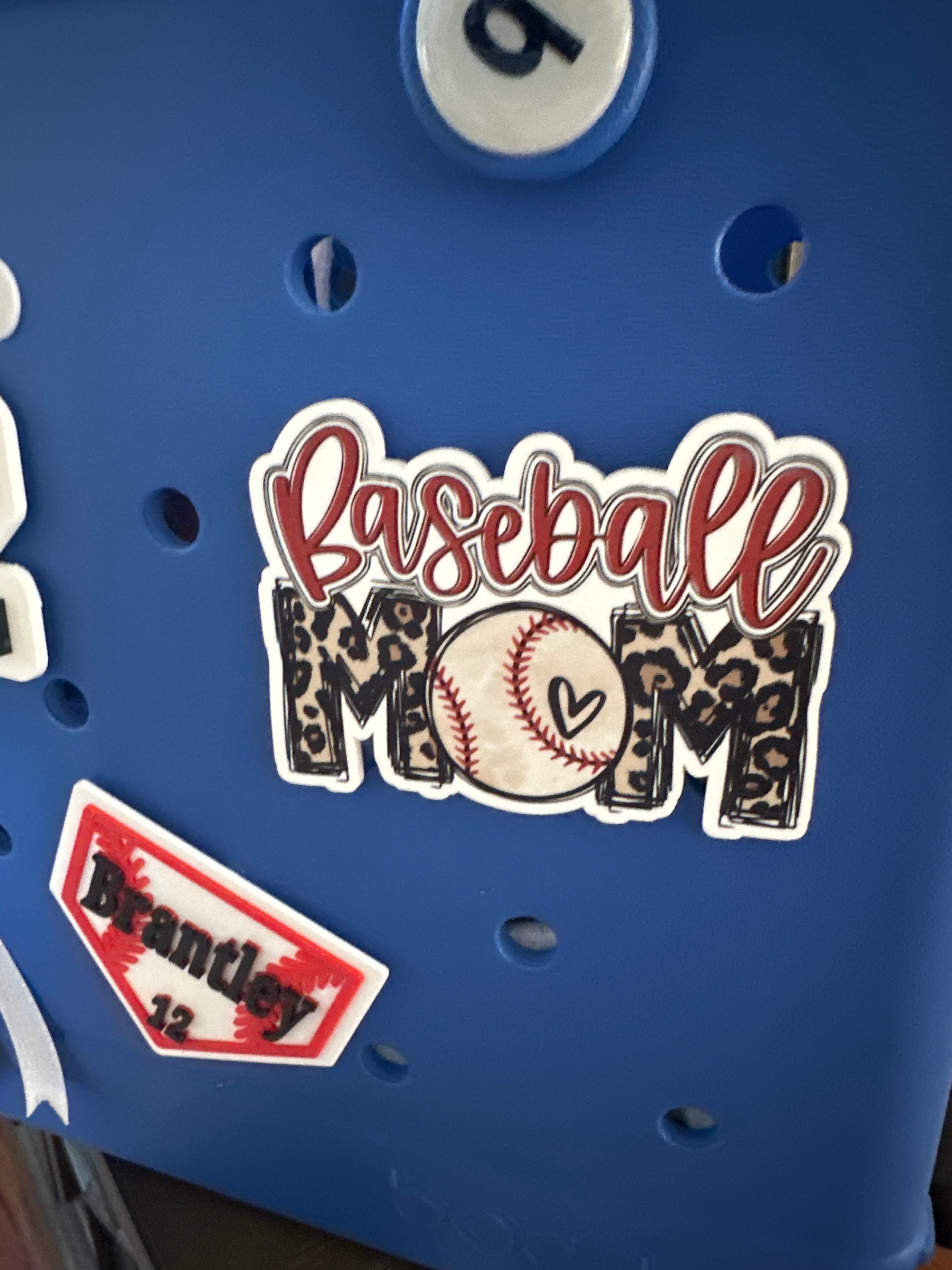 Monogram bag tag, bag charm, acrylic bogg bit, beach bag, baseball charm, bogg bag baseball, sports team charm, baseball mom bit